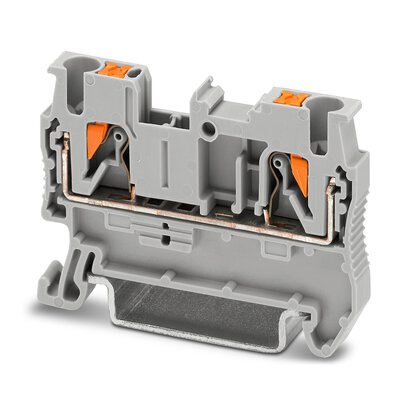 Phoenix Contact Feed-Through Terminal Block; PT 2.5; 20A; 600V; 1-Level; #26 - #12; Push-In Connection; Gray